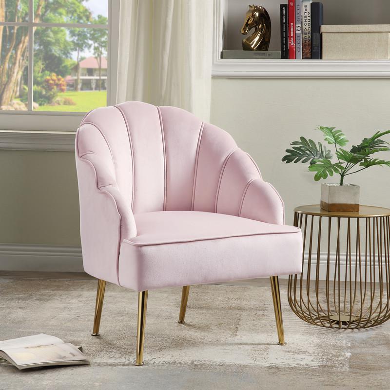 Naomi Pink Velvet Wingback Accent Chair with Metal Legs By Lilola Home | Accent Chairs | Modishstore-2