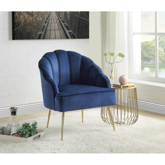 Naomi Blue Velvet Wingback Accent Chair with Metal Legs By Lilola Home | Accent Chairs | Modishstore