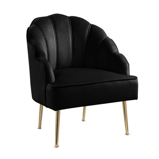Naomi Black Velvet Wingback Accent Chair with Metal Legs By Lilola Home | Accent Chairs | Modishstore