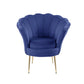 Angelina Blue Velvet Scalloped Back Barrel Accent Chair with Metal Legs By Lilola Home | Accent Chairs | Modishstore-5