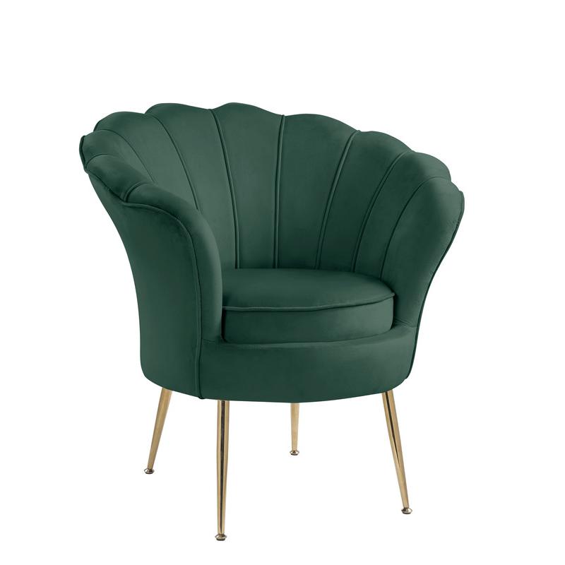 Angelina Blue Velvet Scalloped Back Barrel Accent Chair with Metal Legs By Lilola Home | Accent Chairs | Modishstore-13