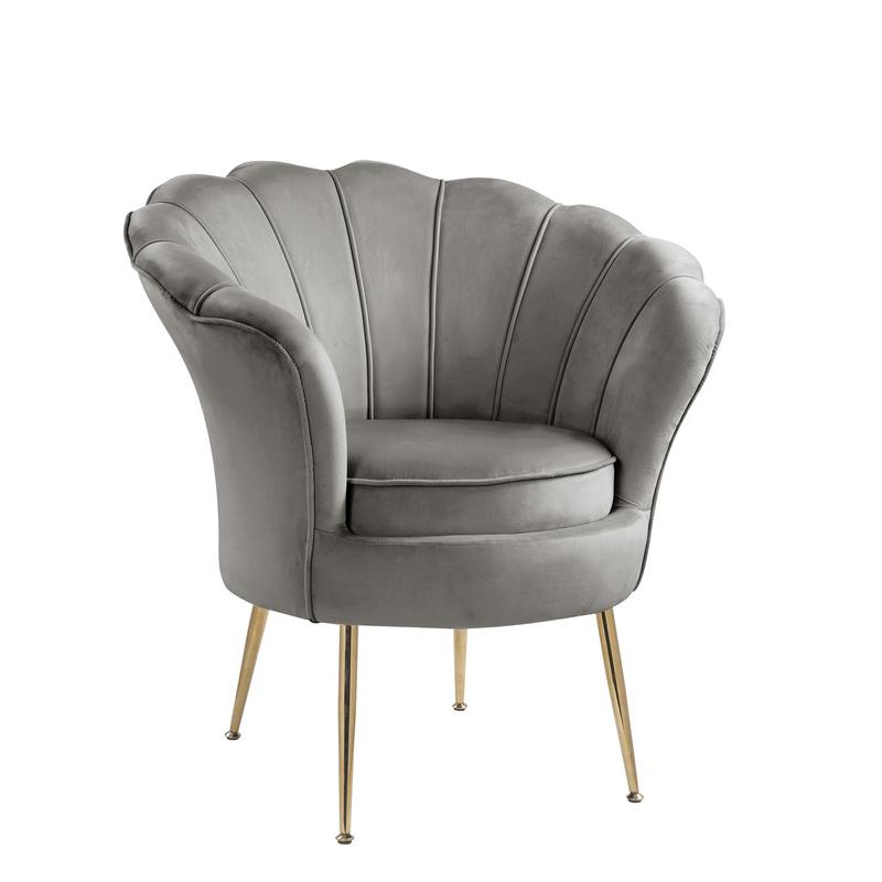 Angelina Blue Velvet Scalloped Back Barrel Accent Chair with Metal Legs By Lilola Home | Accent Chairs | Modishstore-11