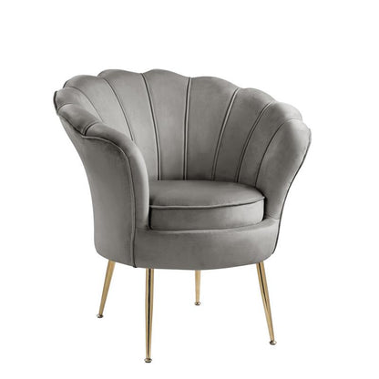 Angelina Blue Velvet Scalloped Back Barrel Accent Chair with Metal Legs By Lilola Home | Accent Chairs | Modishstore-11