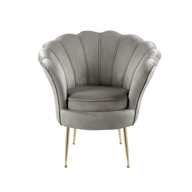 Angelina Blue Velvet Scalloped Back Barrel Accent Chair with Metal Legs By Lilola Home | Accent Chairs | Modishstore-15