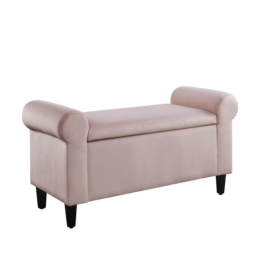 Meryl Pink Velvet Storage Bench By Lilola Home | Benches | Modishstore-5