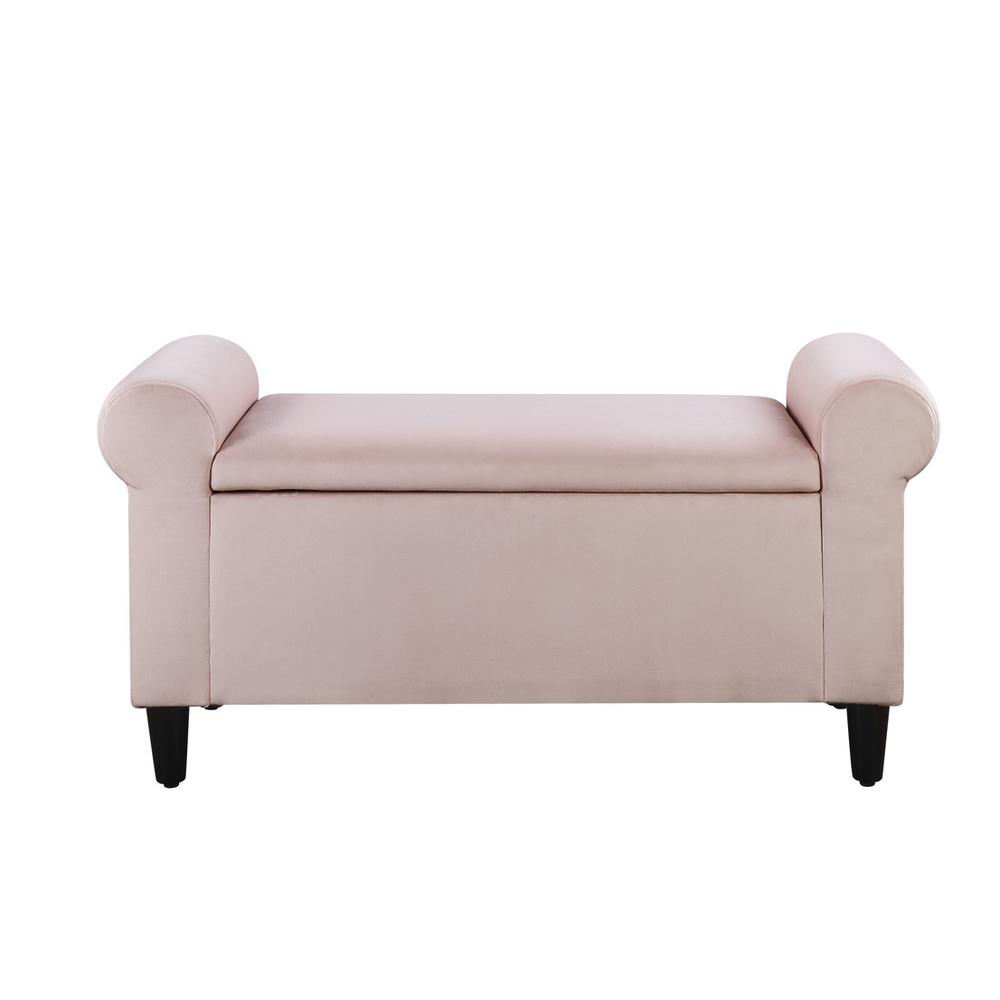 Meryl Pink Velvet Storage Bench By Lilola Home | Benches | Modishstore-3