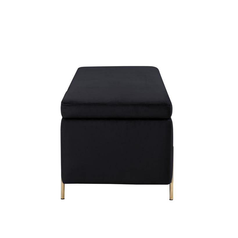 Emma Black Velvet Storage Bench with Metal Legs By Lilola Home | Benches | Modishstore-3