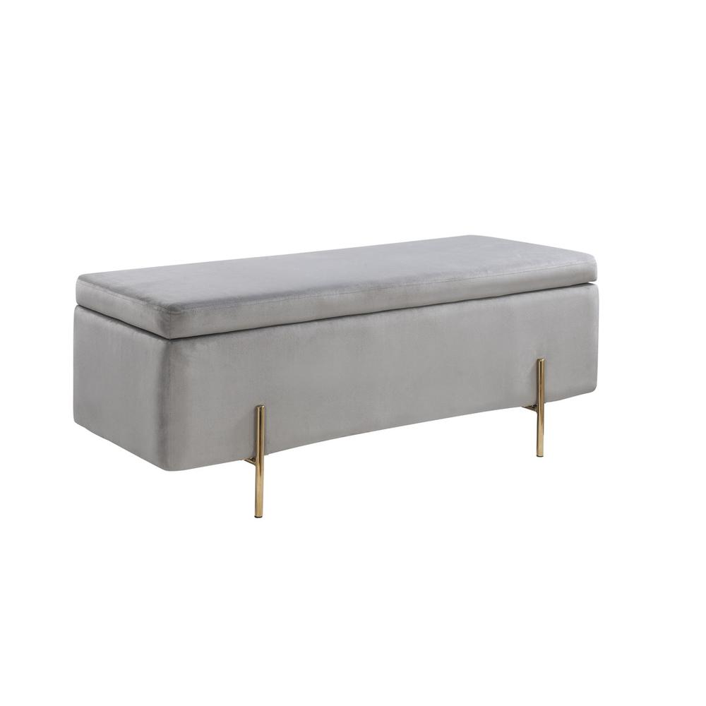 Emma Black Velvet Storage Bench with Metal Legs By Lilola Home | Benches | Modishstore-7
