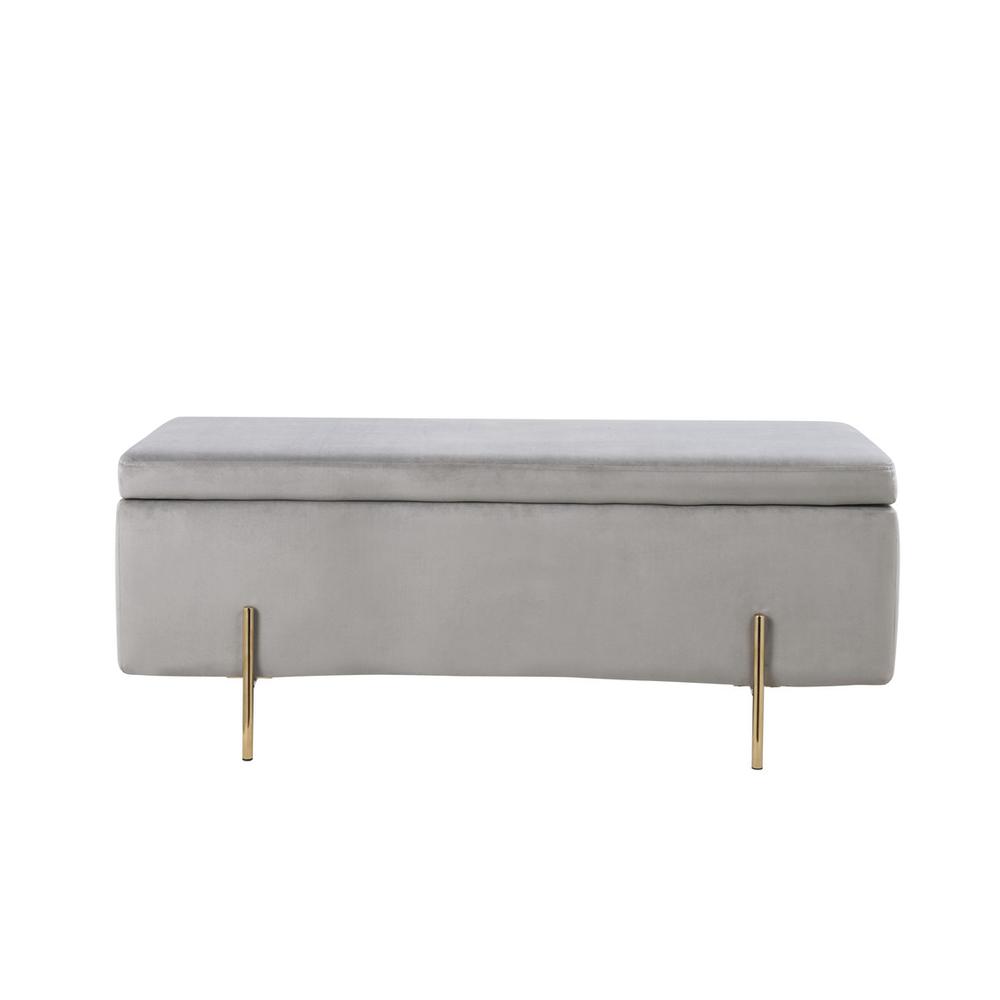 Emma Black Velvet Storage Bench with Metal Legs By Lilola Home | Benches | Modishstore-9