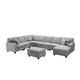 Faith Light Gray Linen 8Pc Modular L-Shape Sectional Sofa Chaise and Ottoman By Lilola Home | Sofas | Modishstore-2