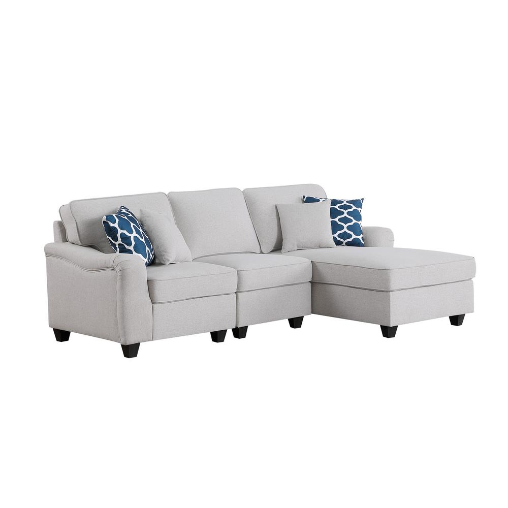 Leo Light Gray Linen 3Pc Sectional Sofa Chaise By Lilola Home | Sofas | Modishstore-2
