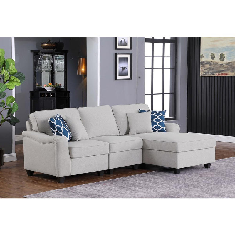 Leo Light Gray Linen 3Pc Sectional Sofa Chaise By Lilola Home | Sofas | Modishstore