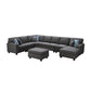 Irma Dark Gray Linen 8Pc Modular Sectional Sofa Chaise and Ottoman By Lilola Home | Sofas | Modishstore-2