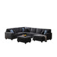 Jocelyn Dark Gray Woven 7Pc Modular L-Shape Sectional Sofa Chaise and Ottoman By Lilola Home | Sofas | Modishstore-2