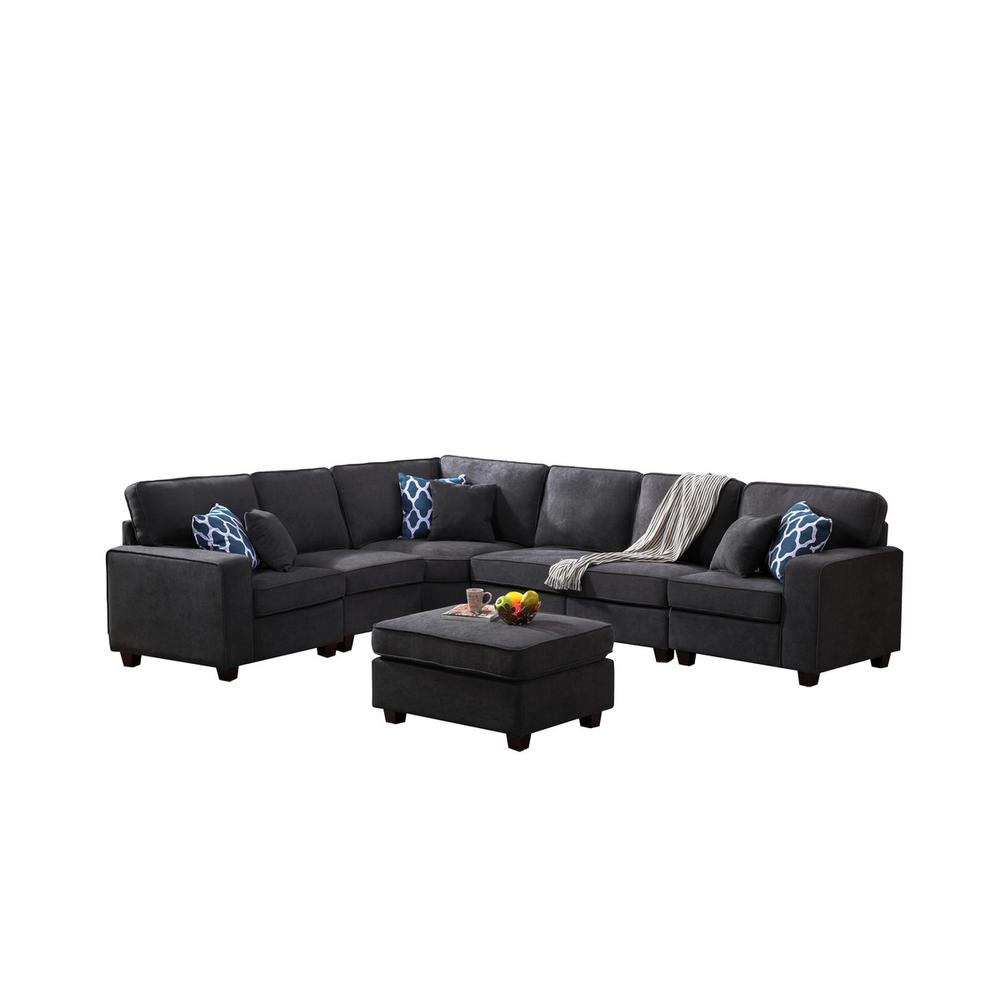 Jocelyn Dark Gray Woven 7Pc Modular L-Shape Sectional Sofa with Ottoman By Lilola Home | Sofas | Modishstore-2