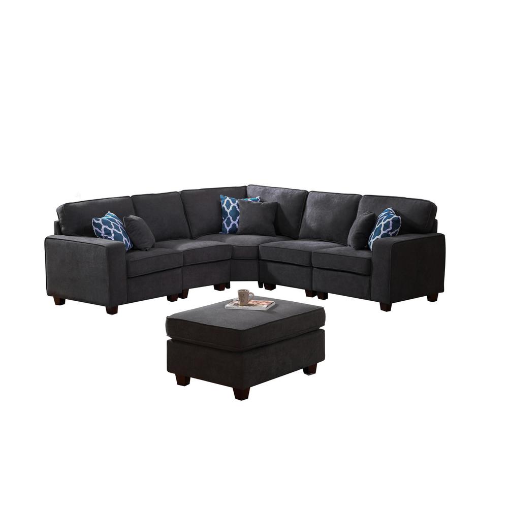 Jocelyn Dark Gray Woven 6Pc Modular L-Shape Sectional Sofa with Ottoman By Lilola Home | Sofas | Modishstore-2