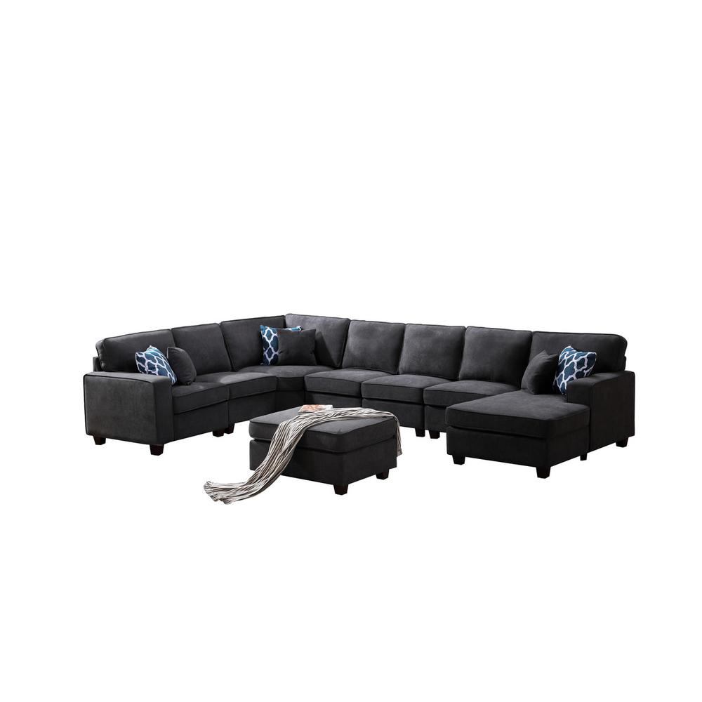 Jocelyn Dark Gray Woven 8Pc Modular L-Shape Sectional Sofa Chaise and Ottoman By Lilola Home | Sofas | Modishstore-2