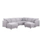 Penelope Light Gray Linen Fabric Reversible 8PC Modular Sectional Sofa with Ottomans and Pillows By Lilola Home | Sofas | Modishstore