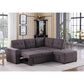 Katie Brown Linen Sleeper Sectional Sofa with Storage Ottoman, Storage Arm By Lilola Home | Sofas | Modishstore-3