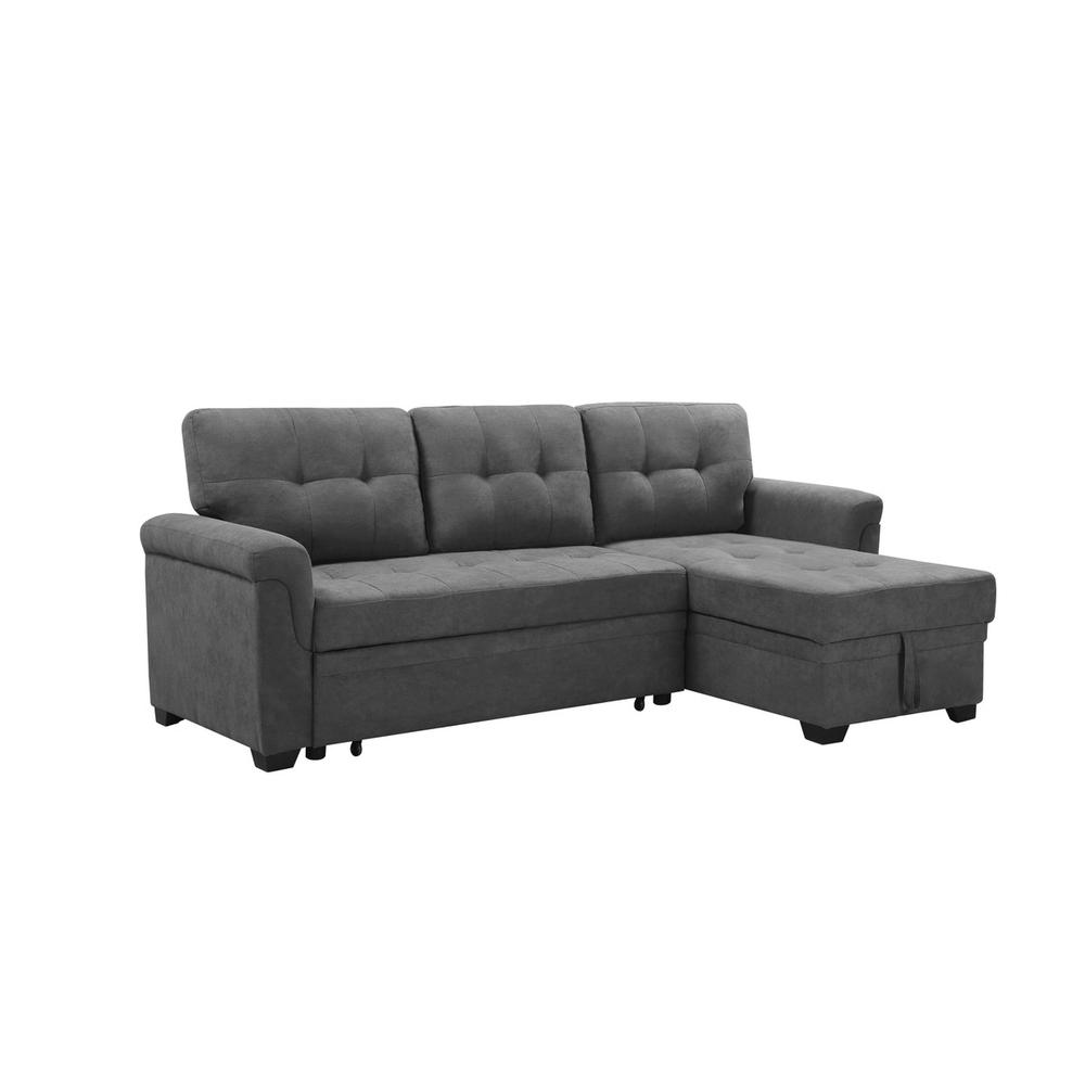 Connor Dark Gray Fabric Reversible Sectional Sleeper Sofa Chaise with Storage By Lilola Home | Sofas | Modishstore-8