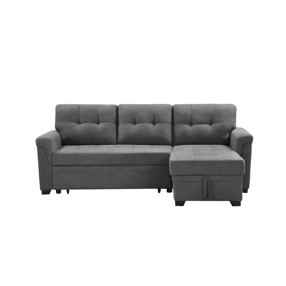 Connor Dark Gray Fabric Reversible Sectional Sleeper Sofa Chaise with Storage By Lilola Home | Sofas | Modishstore-12