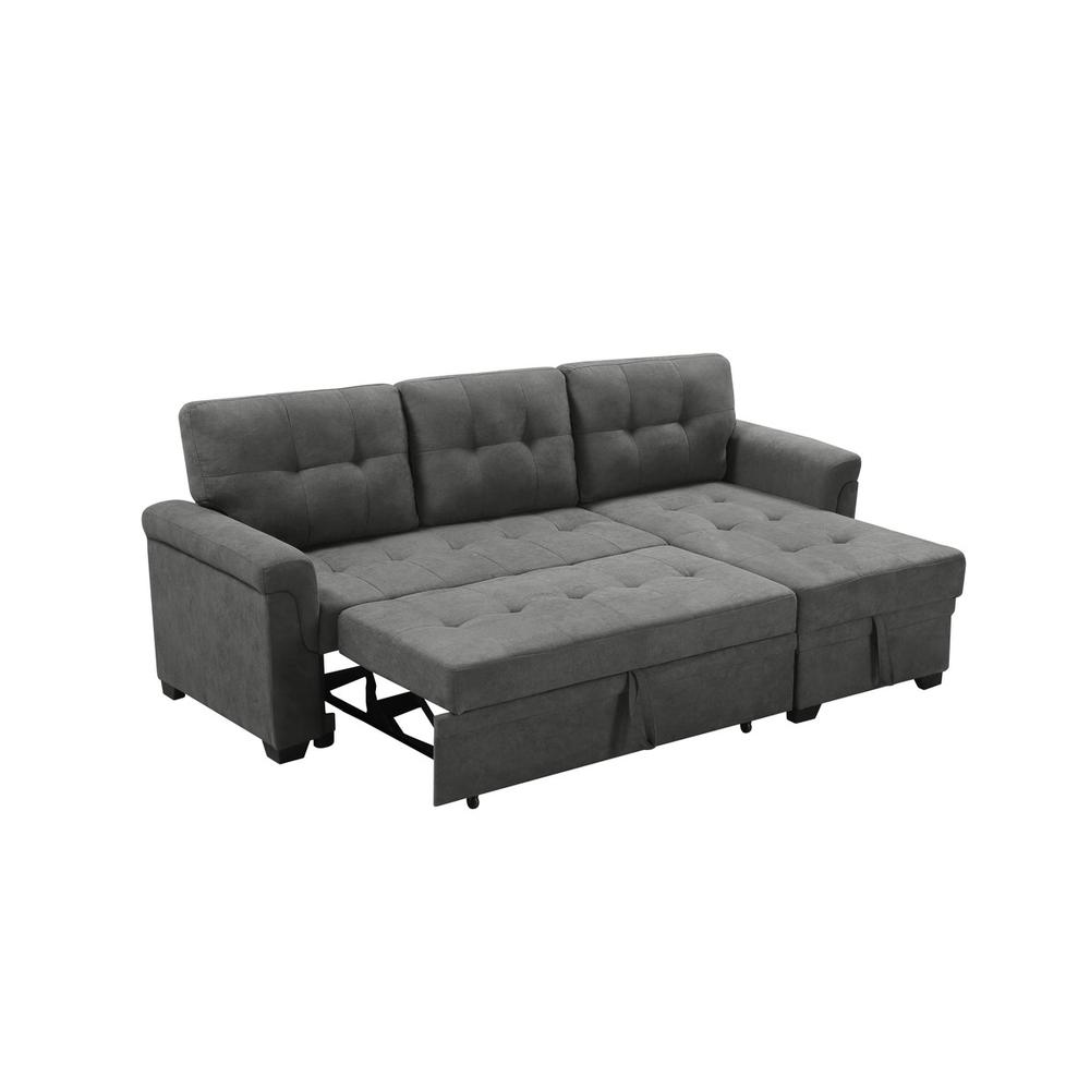 Connor Dark Gray Fabric Reversible Sectional Sleeper Sofa Chaise with Storage By Lilola Home | Sofas | Modishstore-9