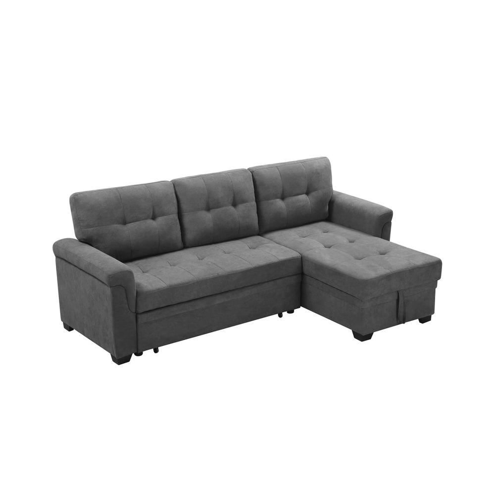 Connor Dark Gray Fabric Reversible Sectional Sleeper Sofa Chaise with Storage By Lilola Home | Sofas | Modishstore-10