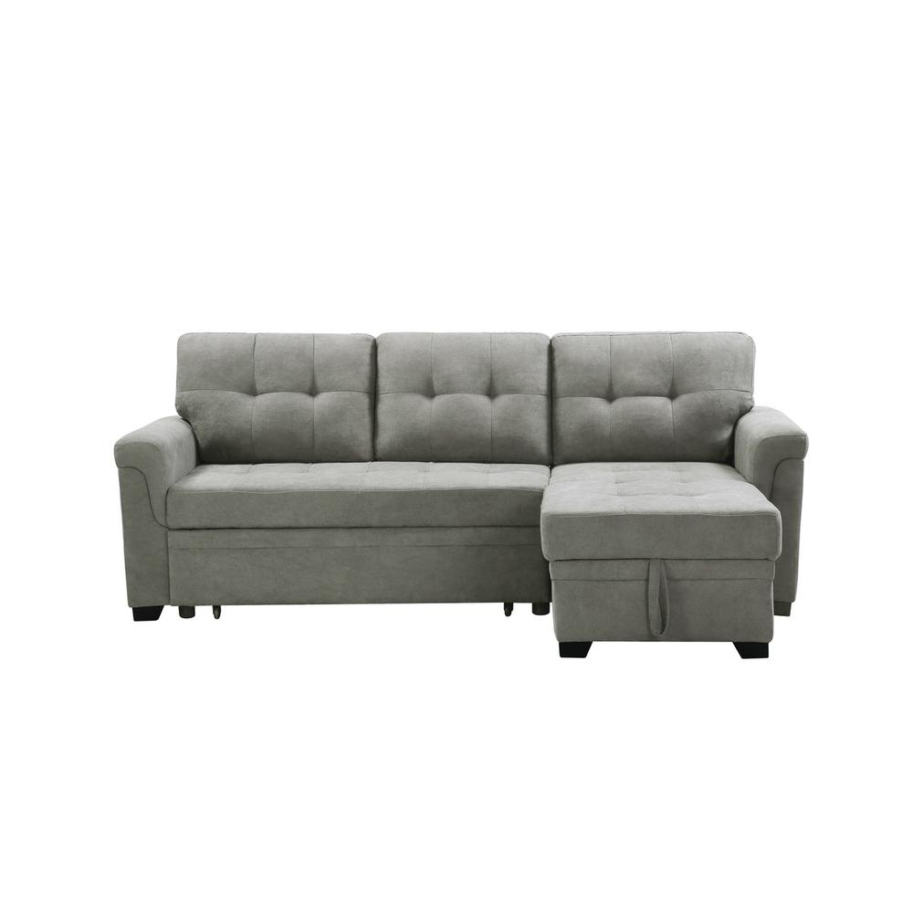 Connor Dark Gray Fabric Reversible Sectional Sleeper Sofa Chaise with Storage By Lilola Home | Sofas | Modishstore-18