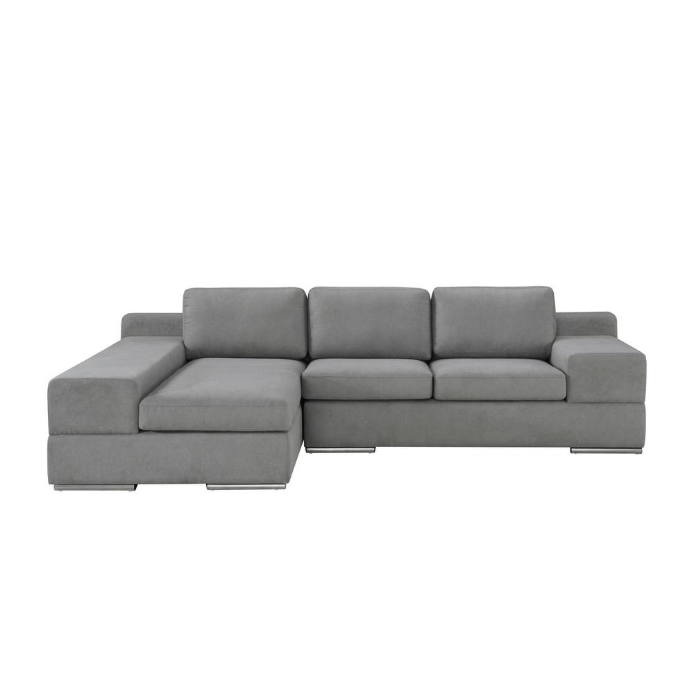 Romeo Light Gray Woven Fabric Sectional Sofa with Left Hand Facing Chaise By Lilola Home | Sofas | Modishstore-2