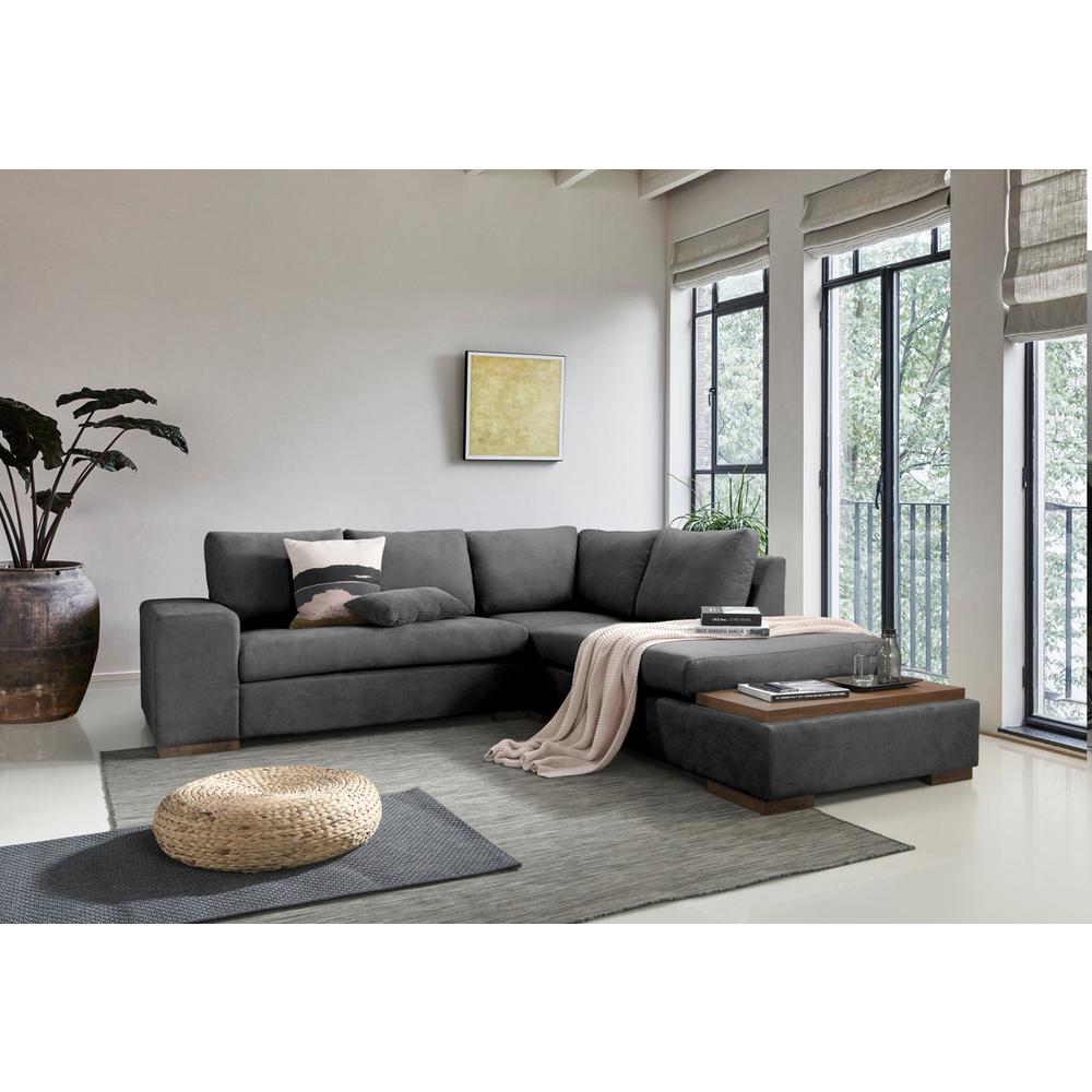 Bianca Dark Gray Woven Fabric Sectional Sofa with Console Table and Right Hand Facing Chaise By Lilola Home | Sofas | Modishstore