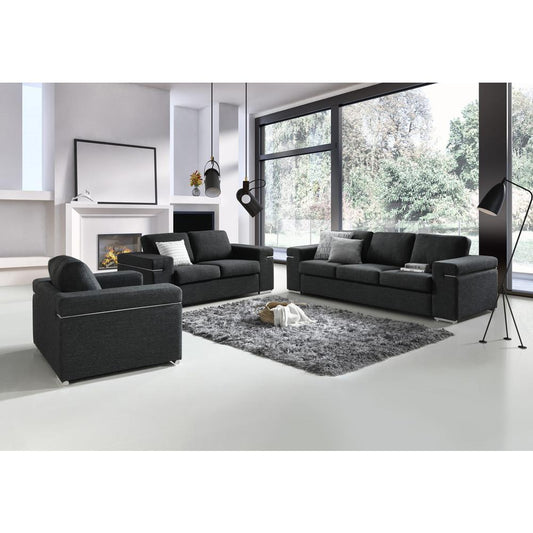 Gianna Black Linen Fabric Sofa Loveseat and Chair Living Room Set By Lilola Home | Sofas | Modishstore