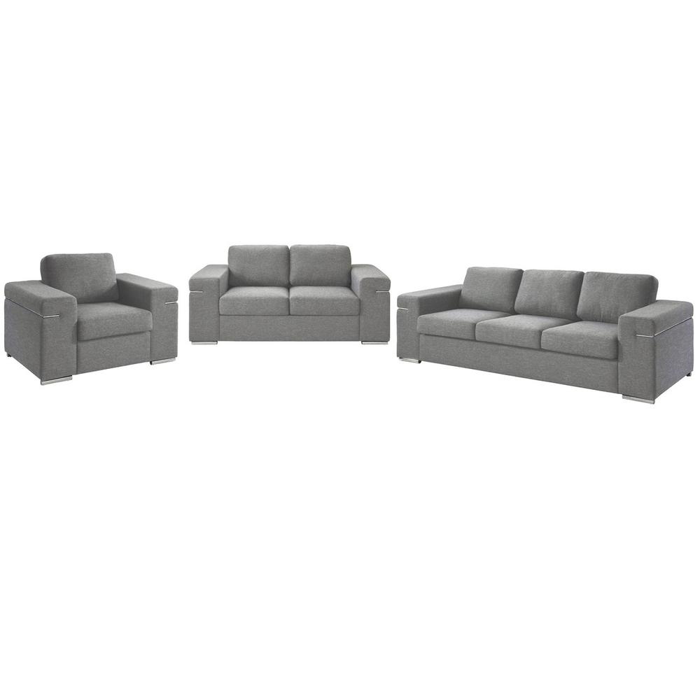 Gianna Light Gray Woven Fabric Fabric Sofa Loveseat and Chair Living Room Set By Lilola Home | Loveseats | Modishstore