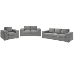 Gianna Light Gray Woven Fabric Fabric Sofa Loveseat and Chair Living Room Set By Lilola Home