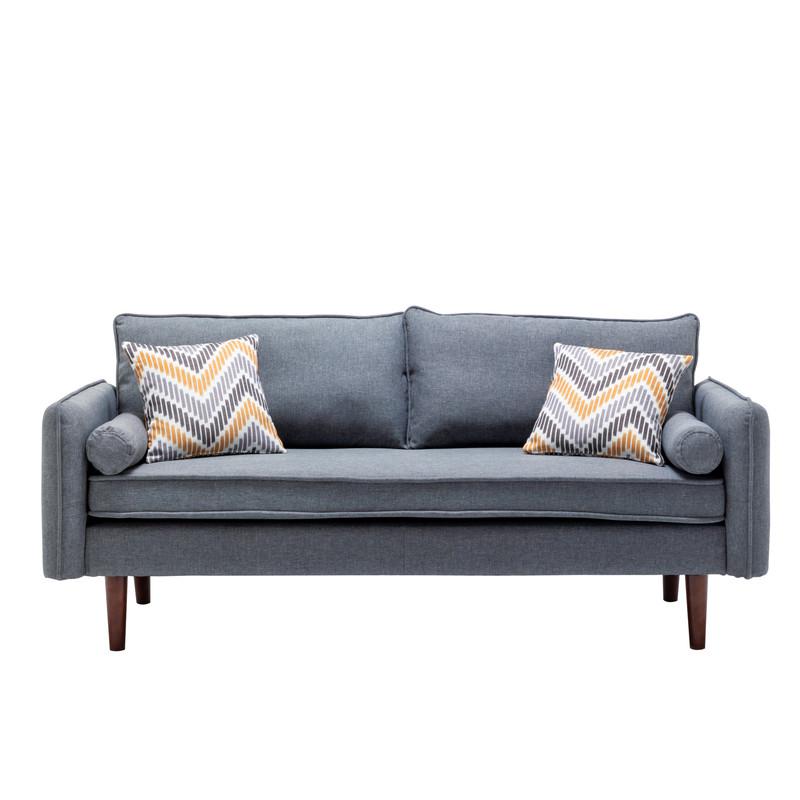 Lana Mid-Century Modern Gray Linen Sofa and Loveseat Living Room Set with USB Charging Ports & Pillows By Lilola Home | Loveseats | Modishstore-4