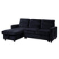 Ivy Black Velvet Reversible Sleeper Sectional Sofa with Storage Chaise and Side Pocket By Lilola Home | Sofas | Modishstore