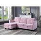 Nova Pink Velvet Reversible Sleeper Sectional Sofa with Storage Chaise By Lilola Home | Sofas | Modishstore-2