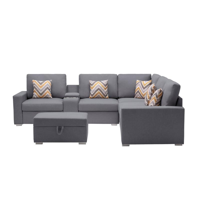 Nolan Beige Linen Fabric 7Pc Reversible Sectional Sofa By Lilola Home | Sofas | Modishstore-5