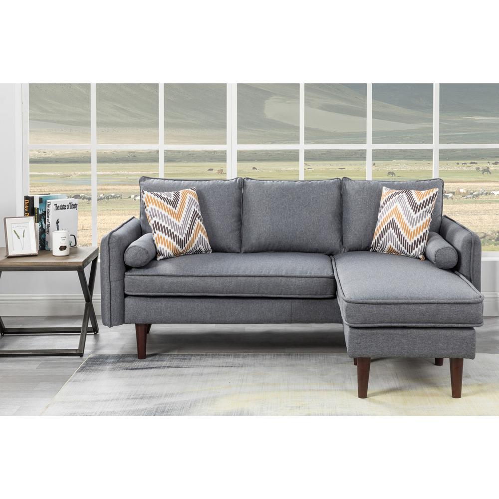 Mia Gray Sectional Sofa Chaise with USB Charger & Pillows By Lilola Home | Sofas | Modishstore-2