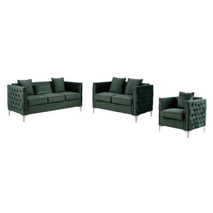 Bayberry Green Velvet Sofa Loveseat Chair Living Room Set By Lilola Home | Sofas | Modishstore-2