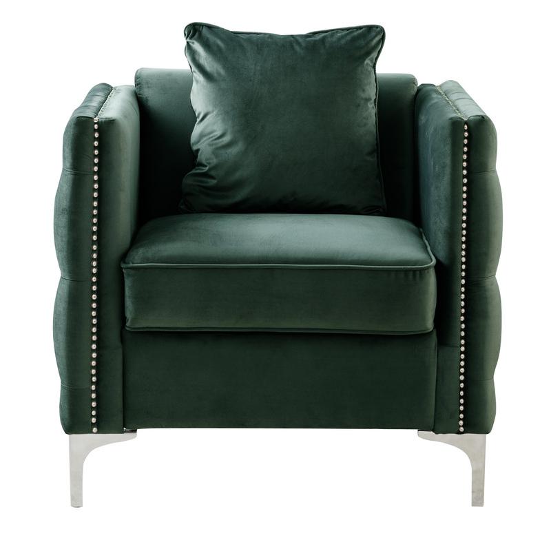 Bayberry Green Velvet Sofa Loveseat Chair Living Room Set By Lilola Home | Sofas | Modishstore-9
