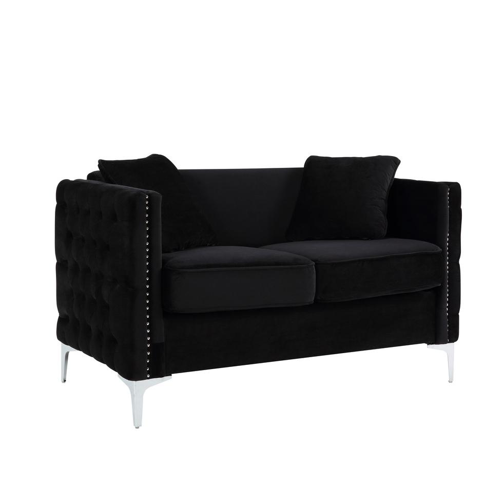 Bayberry Black Velvet Sofa Loveseat Living Room Set By Lilola Home | Sofas | Modishstore-4