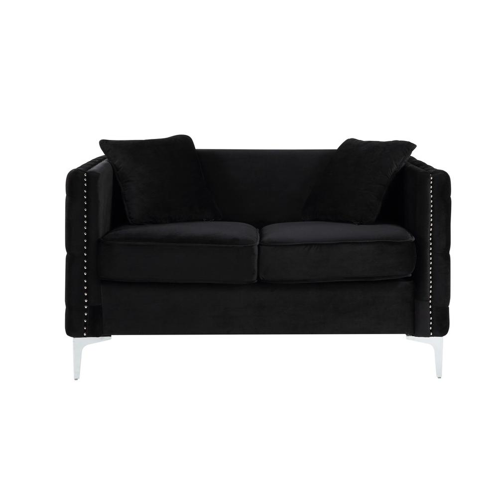Bayberry Black Velvet Sofa Loveseat Living Room Set By Lilola Home | Sofas | Modishstore-6