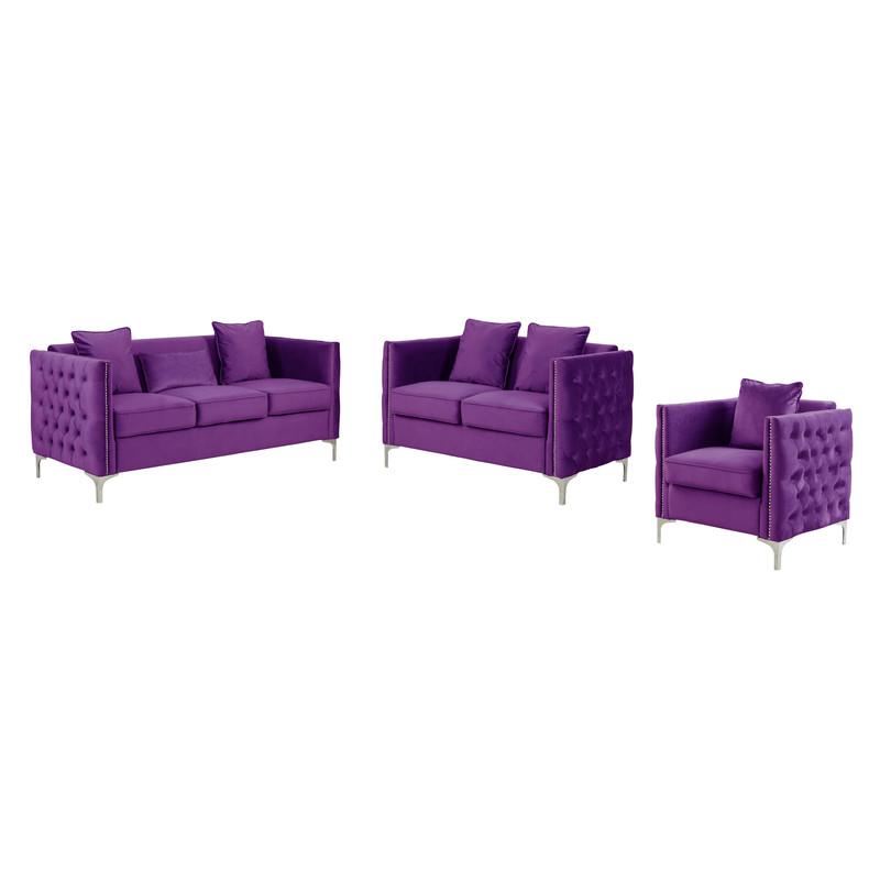 Bayberry Green Velvet Sofa Loveseat Chair Living Room Set By Lilola Home | Sofas | Modishstore-13