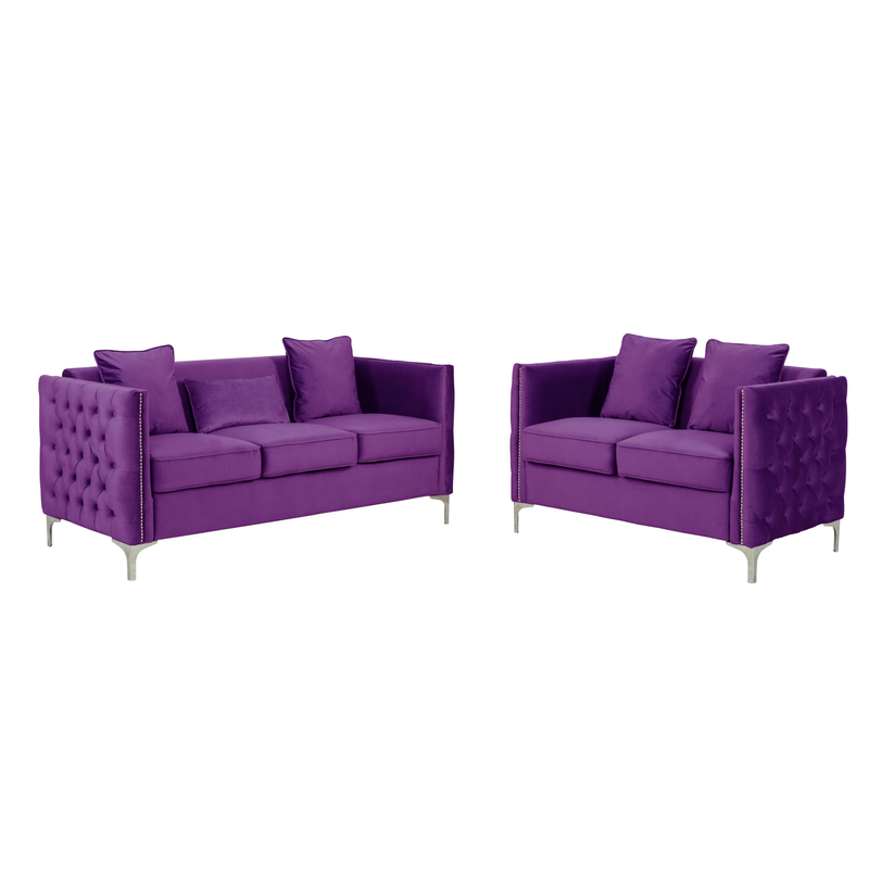 Bayberry Green Velvet Sofa Loveseat Living Room Set By Lilola Home | Sofas | Modishstore-10