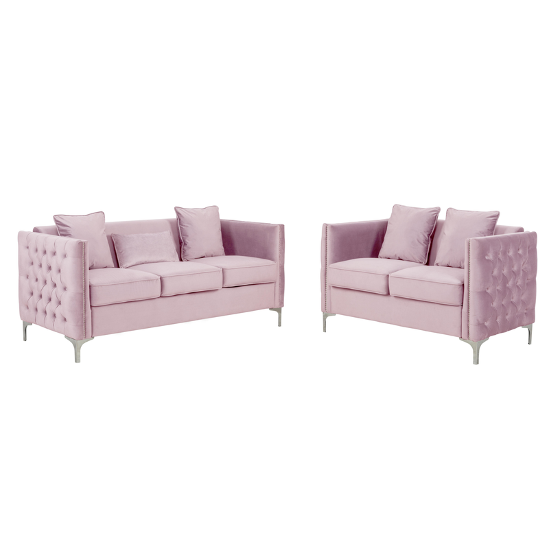 Bayberry Green Velvet Sofa Loveseat Living Room Set By Lilola Home | Sofas | Modishstore-19