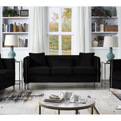Bayberry Black Velvet Sofa with 3 Pillows By Lilola Home