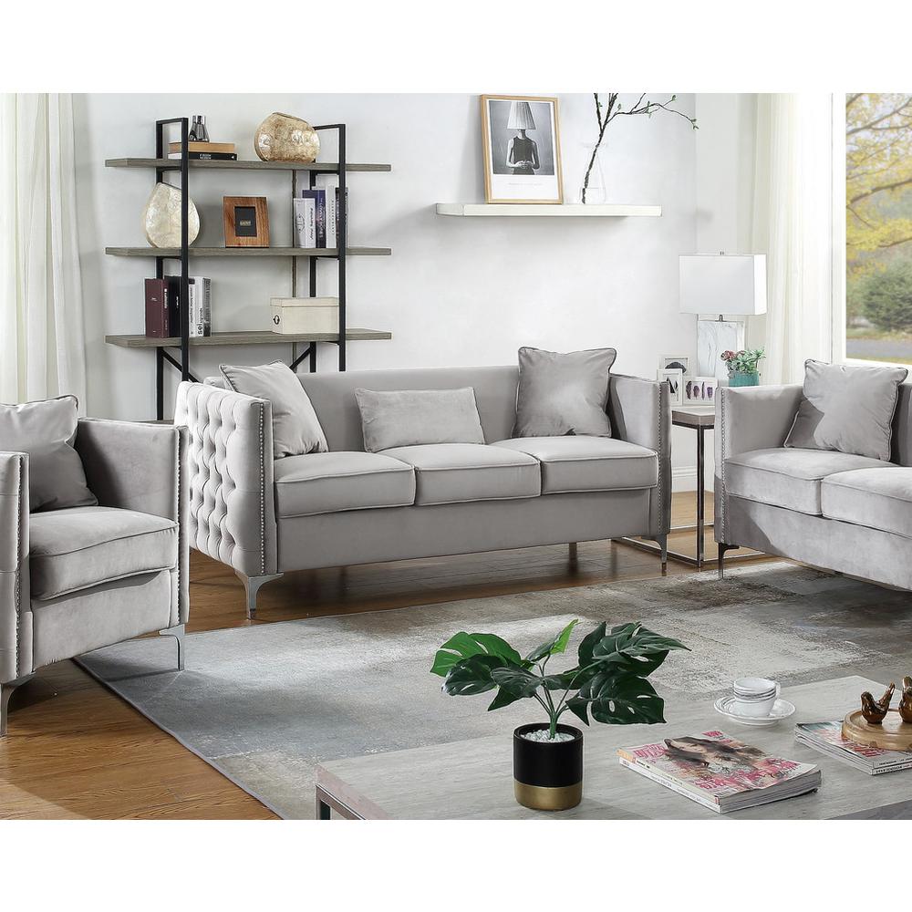 Bayberry Black Velvet Sofa with 3 Pillows By Lilola Home | Sofas | Modishstore-7
