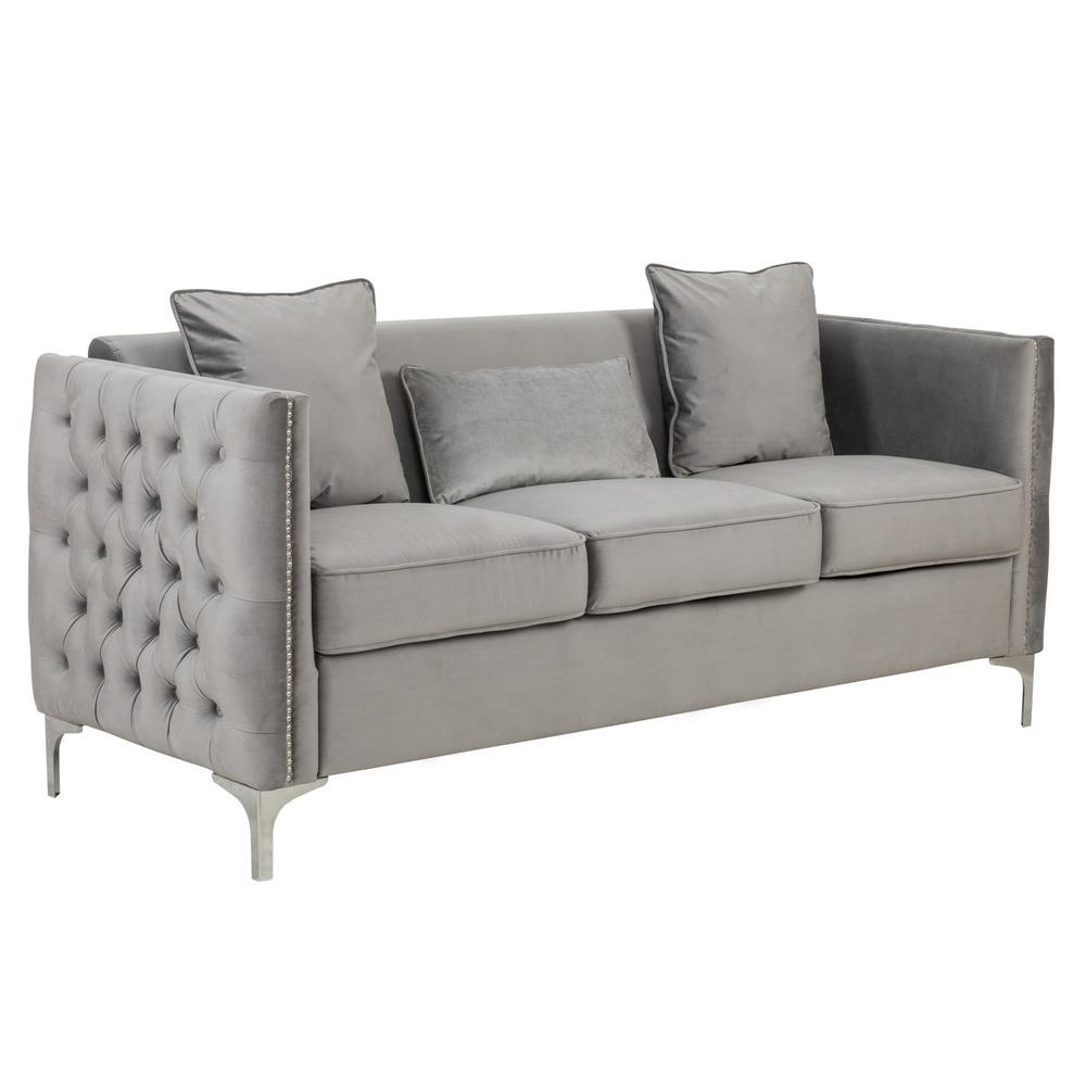 Bayberry Black Velvet Sofa Loveseat Chair Living Room Set By Lilola Home | Sofas | Modishstore-22