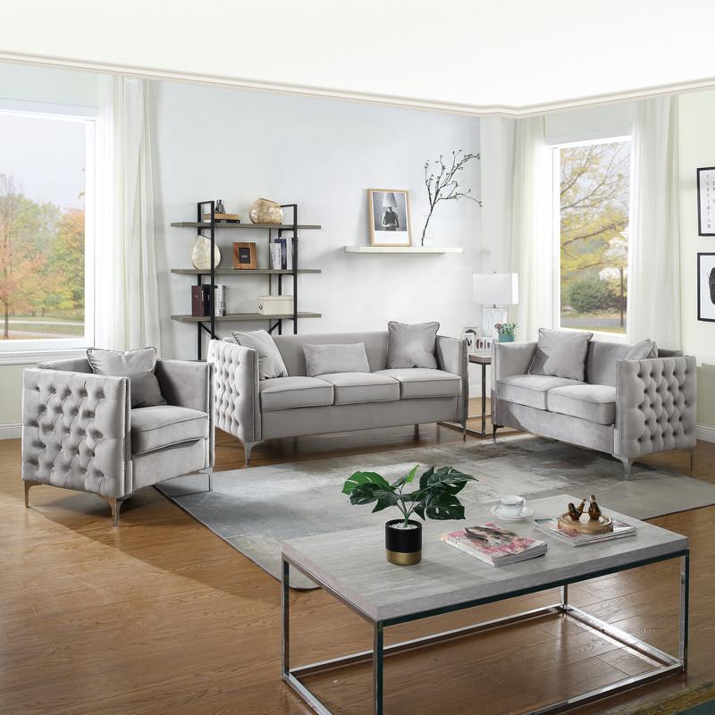 Bayberry Black Velvet Sofa Loveseat Living Room Set By Lilola Home | Sofas | Modishstore-9