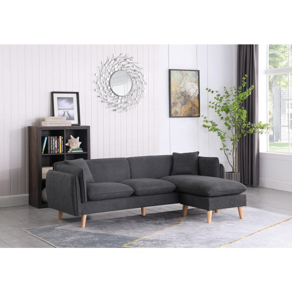 Brayden Dark Gray Fabric Sectional Sofa Chaise By Lilola Home | Sofas | Modishstore